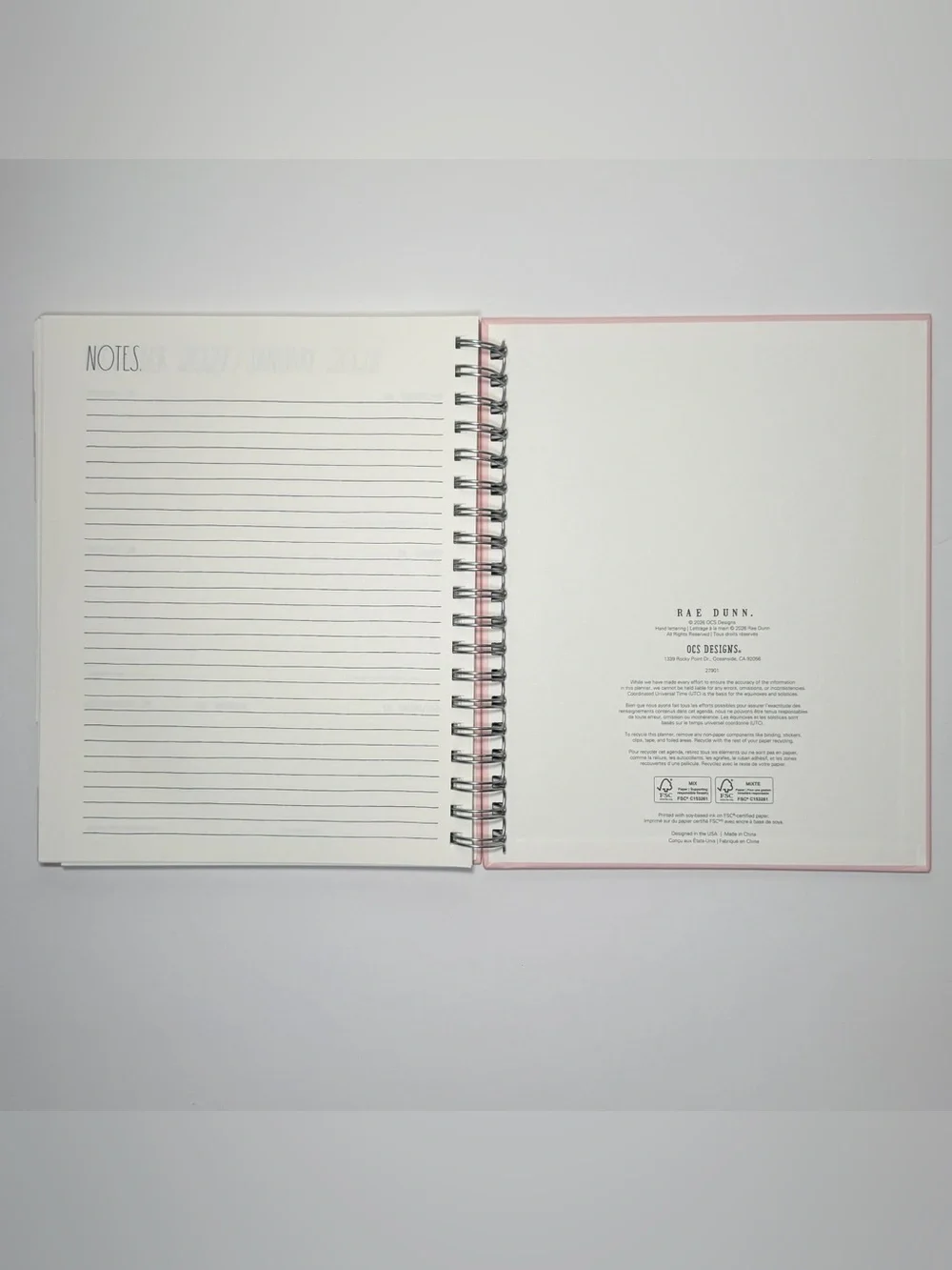 Rae Dunn 2026-2027 Large Size 17-month Planner MAKE IT HAPPEN (White/Pink)